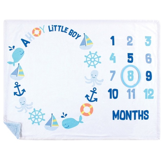 Hudson Baby Other - High Pile Milestone Blanket, Ahoy Nautical